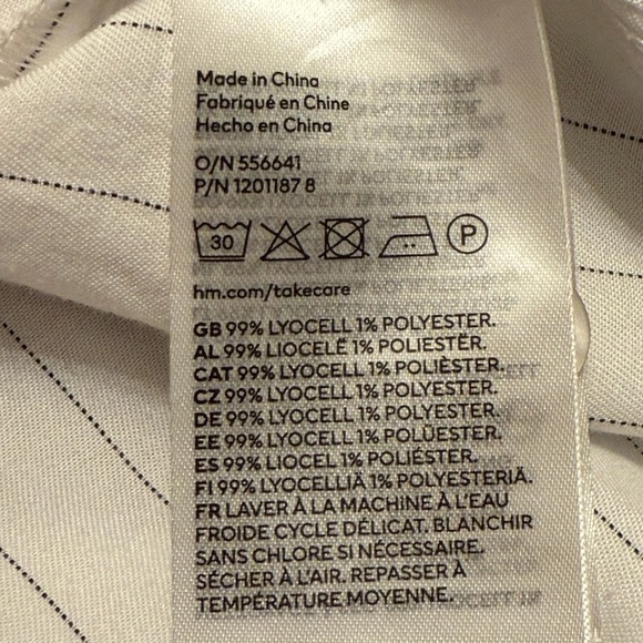 H&M Black/White Oversized Pinstripe Button-Down Shirt Wide Cuffs Size L EUC - Picture 8 of 12